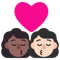 Kiss- Woman- Woman- Medium-Dark Skin Tone- Light Skin Tone emoji on Microsoft